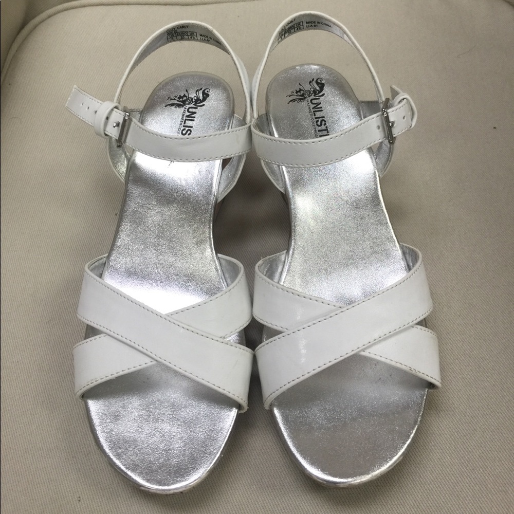 UNLISTED white crisscross wedge sandals sz…
